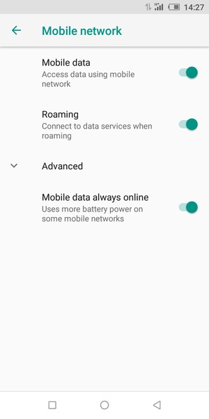 Turn Roaming on or off