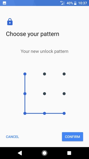 Draw the unlock pattern again and select CONFIRM