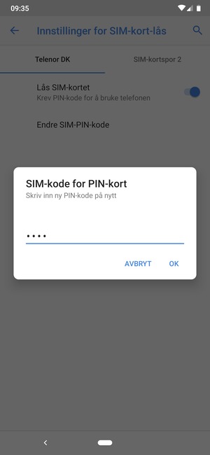 Bekreft din nye PIN-kode og velg OK