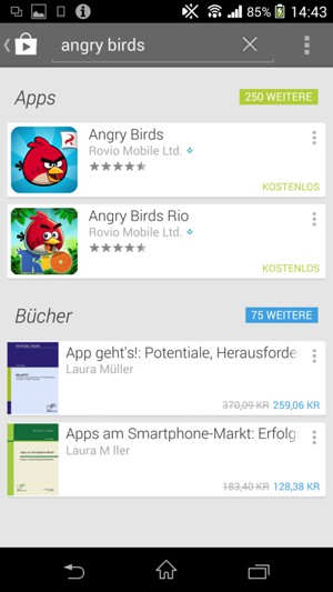 Wählen Sie die App