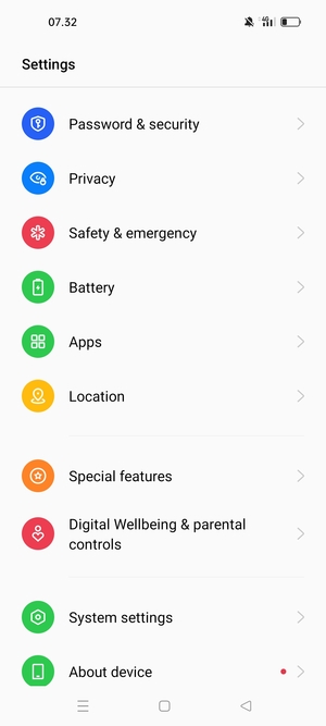Scroll to and select Password & security