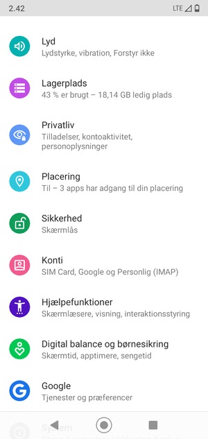 Scroll til og vælg Konti