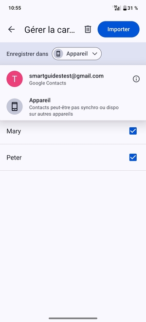 Sélectionnez votre compte Google
