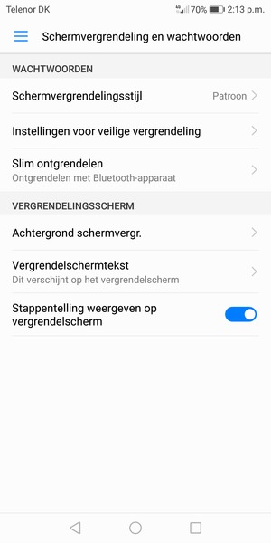 Uw telefoon is nu beveiligd met een schermvergrendeling