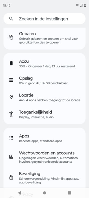 Scroll naar en selecteer Locatie