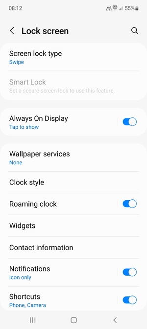 Select Screen lock type