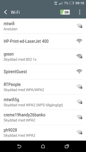Du är nu ansluten till Wi-Fi nätverket