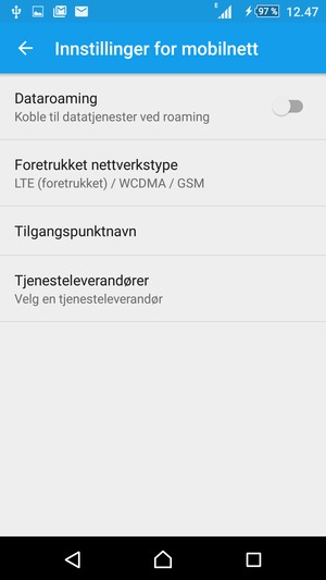 For å bytte nettverk hvis det oppstår nettverksproblemer, velg Tjenesteleverandører