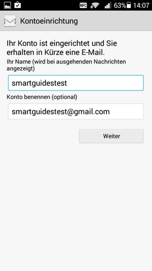 Geben Sie Ihrem Konto einen Namen und geben Sie Ihren Namen ein. Wählen Sie Weiter