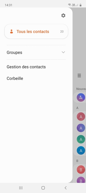 Sélectionnez Gestion des contacts