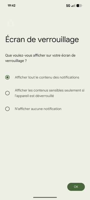 Sélectionnez votre option préférée et sélectionnez OK
