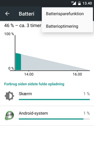 Vælg Batterisparefunktion