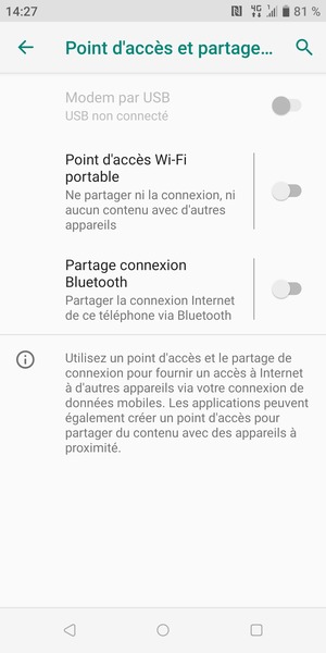 Sélectionnez Point d'accès Wi-Fi portable