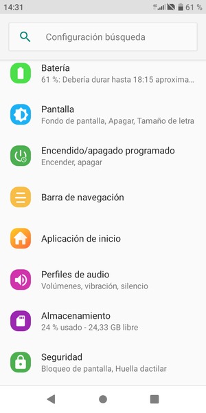 Vuelva al menú Ajustes, desplácese y seleccione Batería
