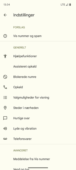 Vælg Telefonsvarer