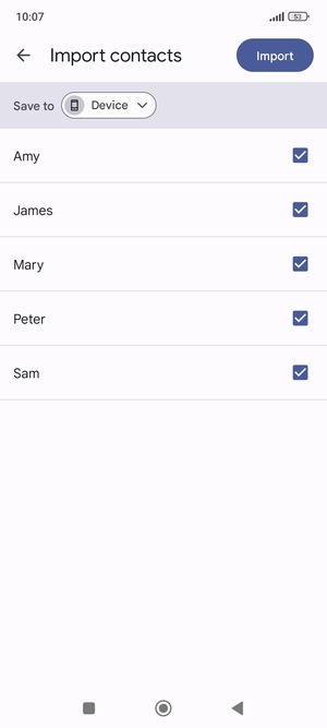 Select the v button