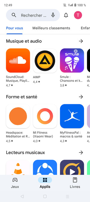 Sélectionnez la barre de Recherche