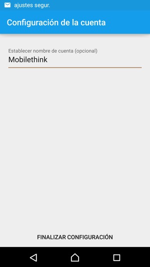 Déle a su cuenta un nombre y seleccione FINALIZAR CONFIGURACIÓN