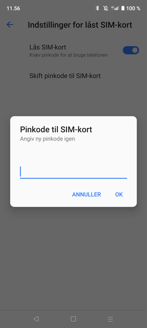 Bekræft din nye PIN-kode til SIM-kort og vælg OK