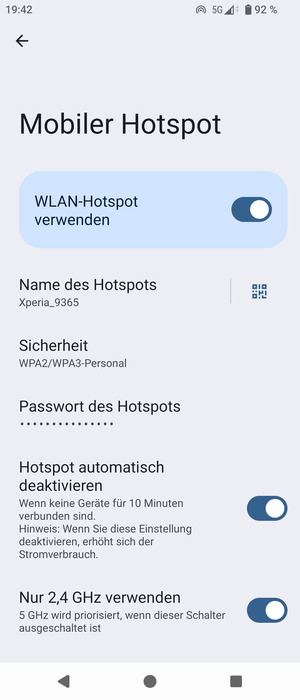 Ihr Handy ist jetzt für die Verwendung als Modem eingerichtet