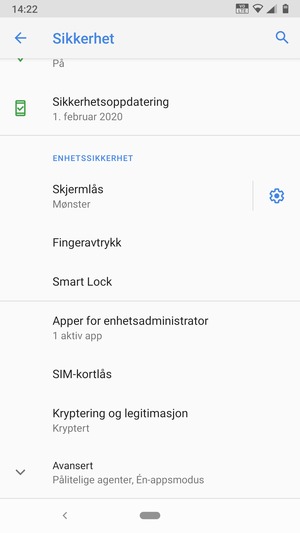 For å bytte PIN-koden til SIM-kortet, bla til og velg SIM-kortlås