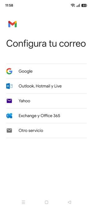Seleccione Outlook, Hotmail y Live