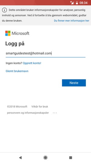 Skriv inn e-postadresse og velg Neste