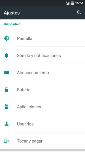 Desplácese y seleccione Batería