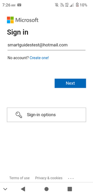 Enter your Hotmail address and select Next