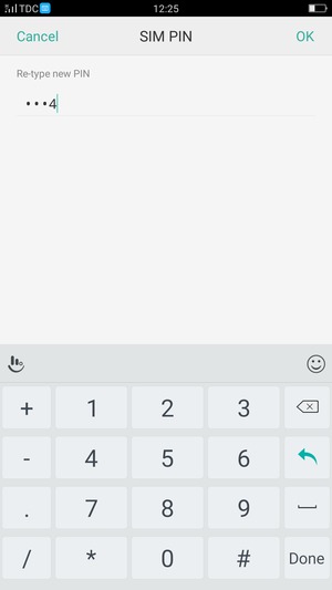 Confirm your new SIM PIN and select OK