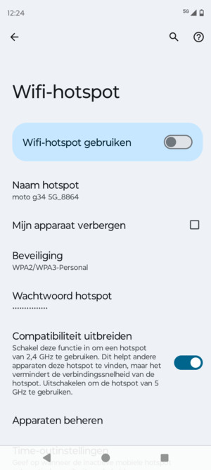 Selecteer Wactwoord hotspot