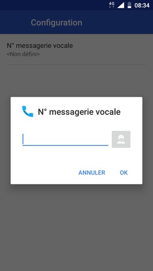 Saisissez le Nº messagerie vocale et sélectionnez OK