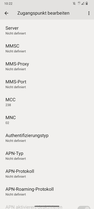 Scrollen Sie nach unten und geben Sie Internetinformationen ein