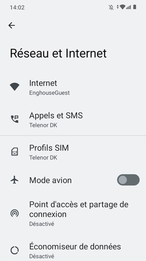 Sélectionnez Point d'accès et partage de connexion