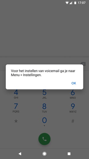 Als uw voicemail niet geïnstalleerd is, selecteert u OK