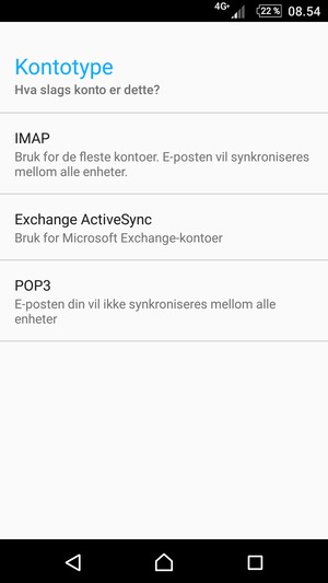 Velg Exchange ActiveSync