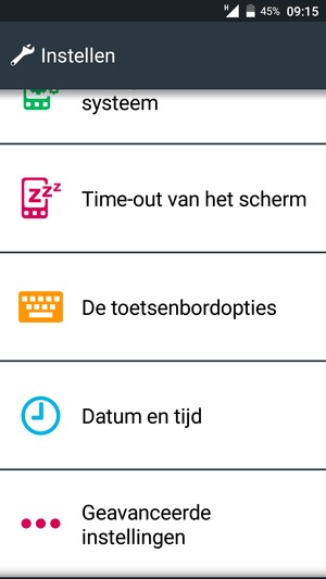 Scroll naar en selecteer Geavanceerde instellingen