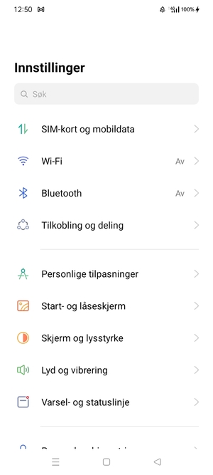 Velg SIM-kort og mobildata