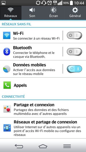 Sélectionnez Réseaux et partage de connexion