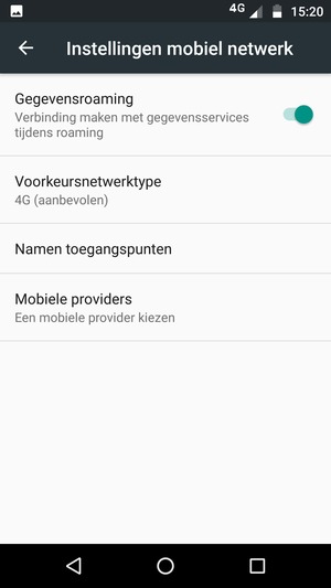 Schakel Gegevensroaming in of uit