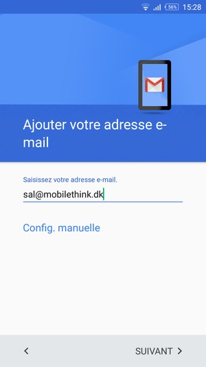 Saisissez votre adresse e-mail et sélectionnez SUIVANT