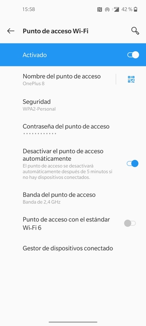 El teléfono ha sido configurado para su uso como módem