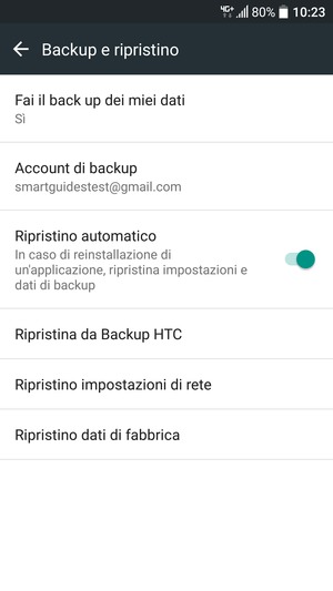 Seleziona Account di backup