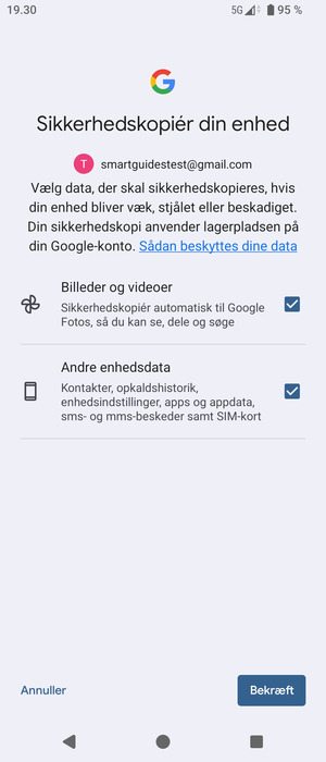 Vælg dine foretrukne muligheder og vælg Bekræft
