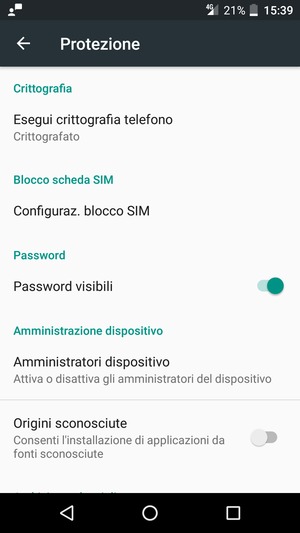 Seleziona Configuraz. blocco SIM