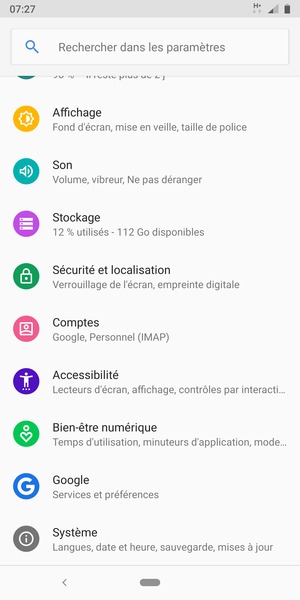Faites défiler et sélectionnez Systéme