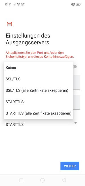 Wählen Sie Keiner und WEITER