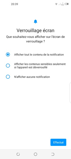 Sélectionnez votre option préférée et sélectionnez Effectué