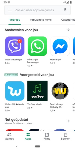 Selecteer de zoekbalk
