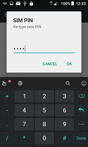 Confirm your new SIM PIN and select OK